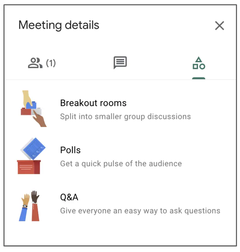 Activity Tab in Google Meet