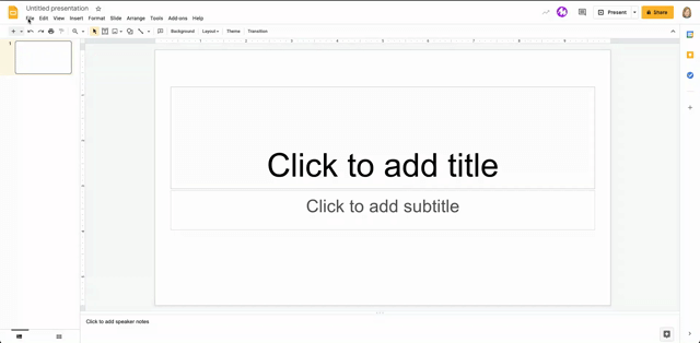 Changing the page layout settings in Google slides