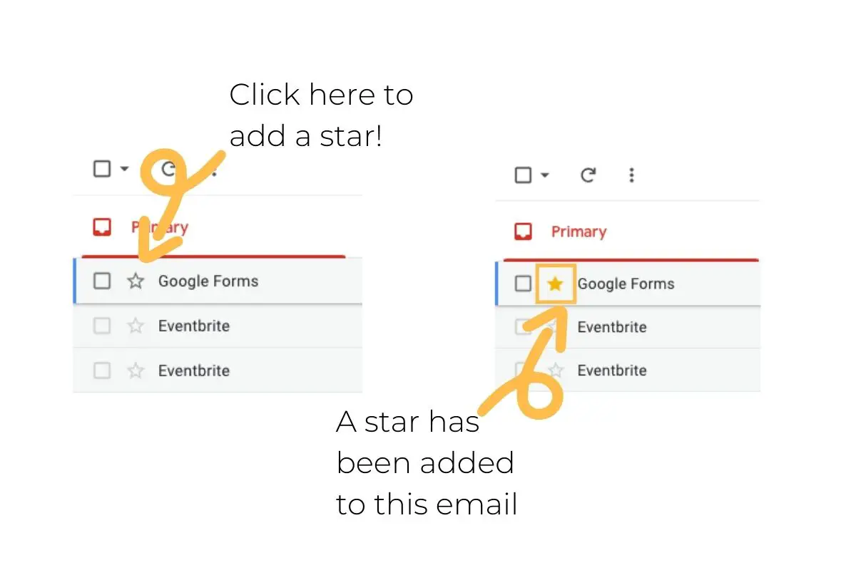 Adding a star to an email in your Gmail inbox