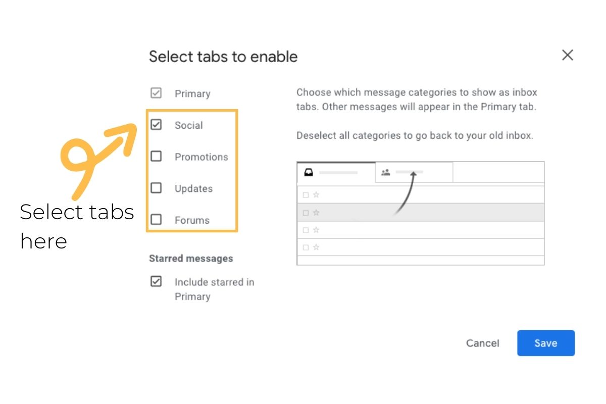 default inbox customization options