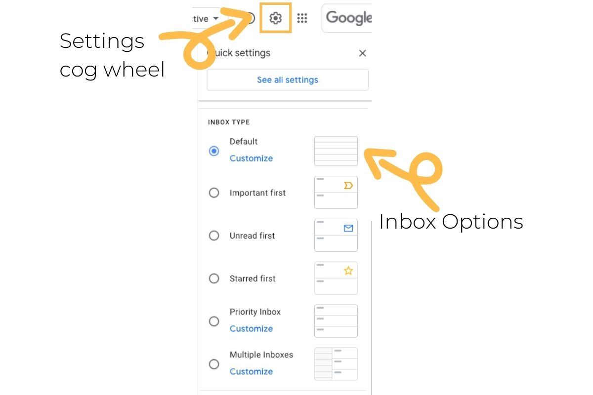 inbox types available in Gmail