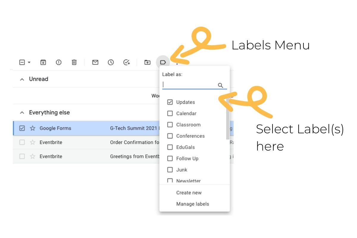 Adding a label to an email in Gmail