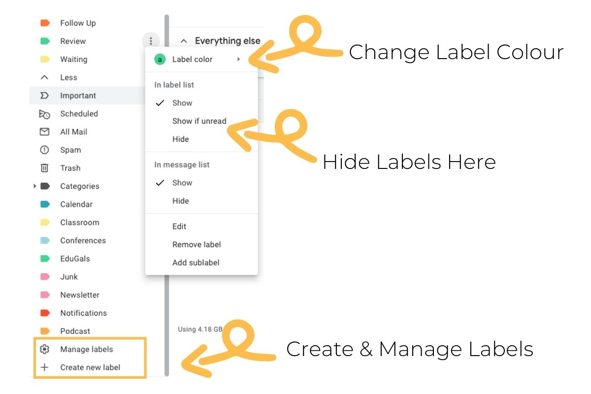 setting up labels in Gmail